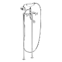 Kryssgrep badekar- og dusjarmatur på gulvsøyler med klassisk hånddusjsett