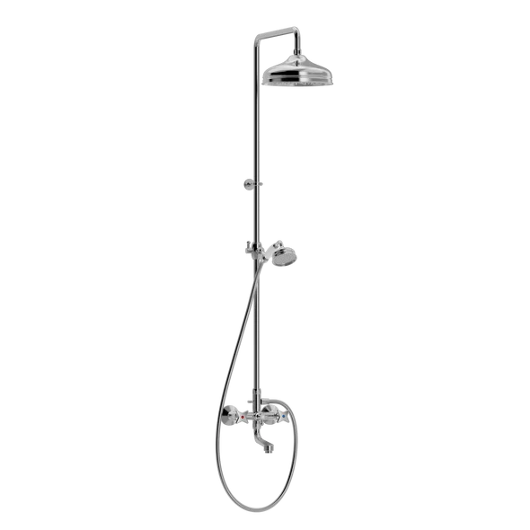 [TC27.533MT888] Kryssgrep badekar- og dusjarmatur med hode- og hånddusj (Bronsert messing)