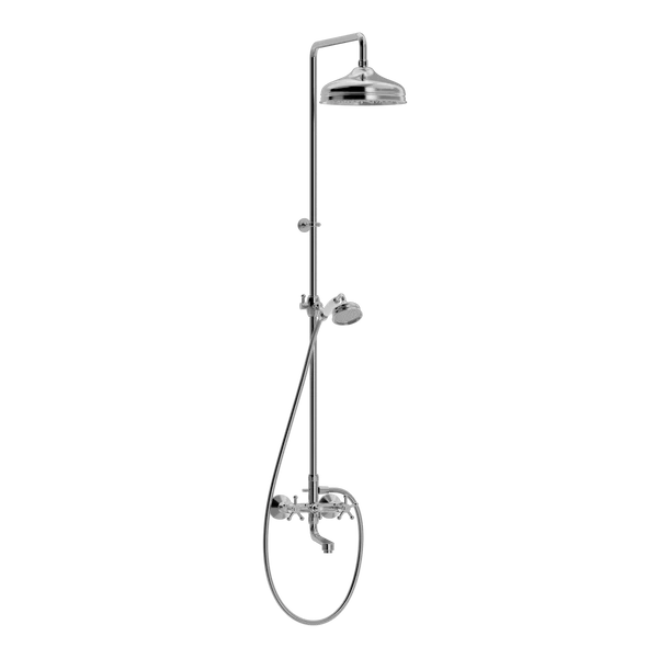 [TC27.531MT888] Christiansborg badekar- og dusjarmatur med hode- og hånddusj, dusjhode Ø 220 mm (Bronsert messing)