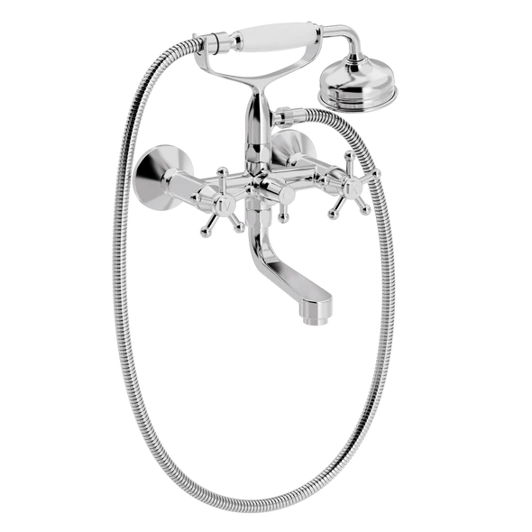 [TC27.431MT888] Christiansborg badekar- og dusjarmatur med klassisk hånddusjsett (Bronsert messing)