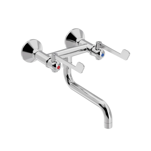 [TC21.438-S200.888] SP Albue veggarmatur med S200 mm svingtut (Bronsert messing)