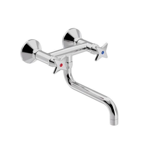 [TC21.433-S200.888] Kryssgrep veggarmatur med S200 mm svingtut (Bronsert messing)