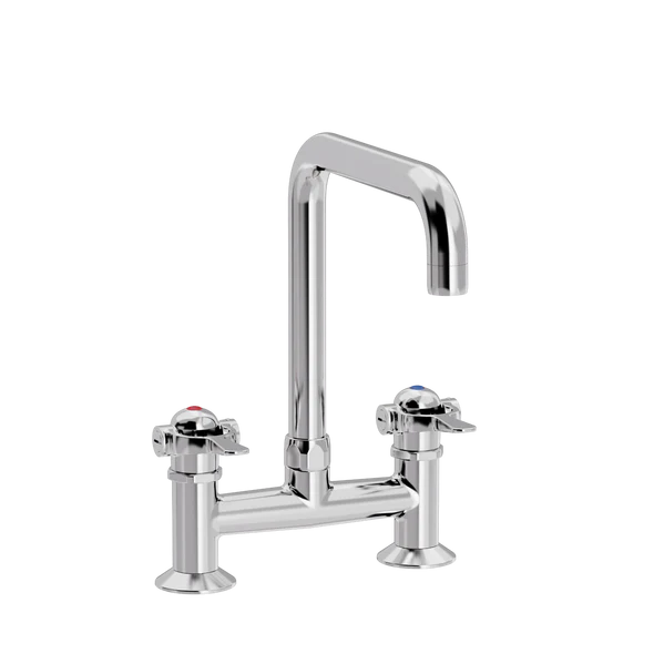 [TC20.535-U200.888] SP 2-hulls kjøkkenarmatur med U200 mm svingtut (Bronsert messing)