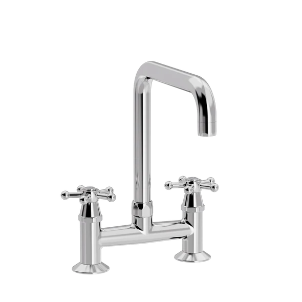 [TC20.531-U200.888] Christiansborg klassisk 2-hulls kjøkkenkran med U200 mm svingtut (Bronsert messing)