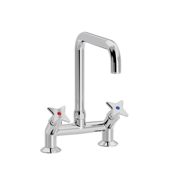 Kryssgrep 2-hulls kjøkkenkran 45° med U200 mm svingtut