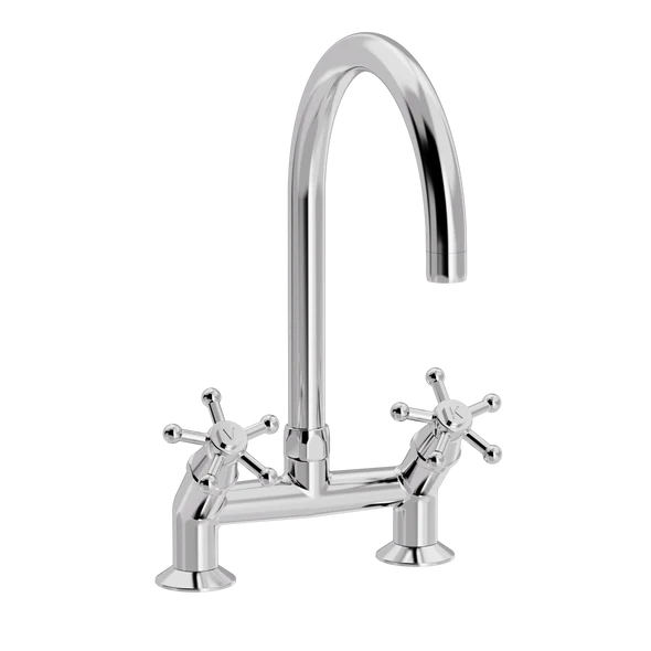 Christiansborg 2-hulls kjøkkenkran 45° med svingtut, Ø200 mm