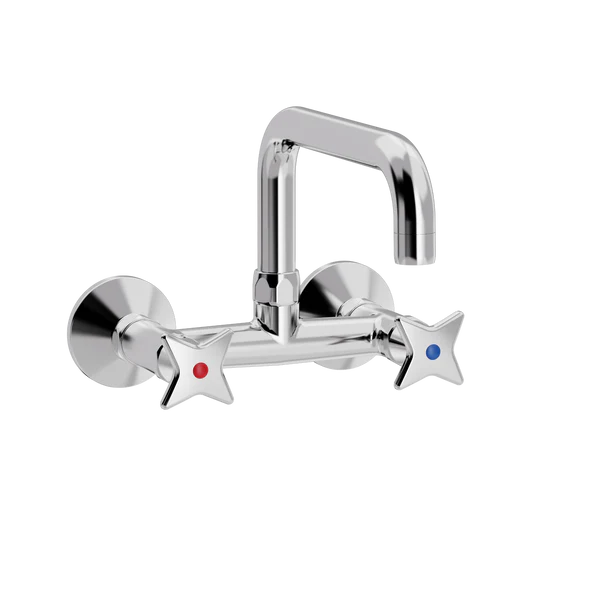 [TC20.433-L200.888] Kryssgrep veggarmatur med L200 mm svingtut (Bronsert messing)