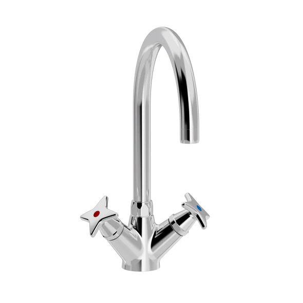 [TC17.003-Ø200.888] Kryssgrep Elements, ett-hulls servantarmatur med Ø 200 mm tut (Bronsert messing)