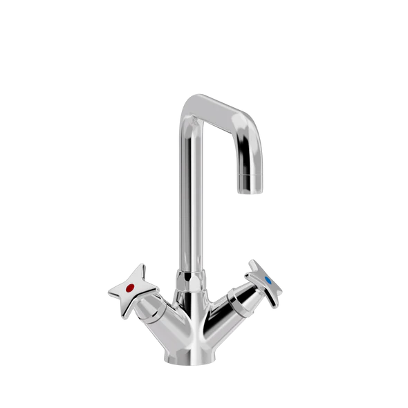 [TC17.003-U200.888] Kryssgrep Elements, ett-hulls servantarmatur med U200 mm tut (Bronsert messing)