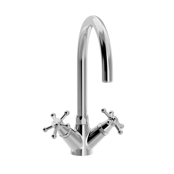 [TC17.001-Ø200.888] Christiansborg Elements, ett-hulls servantarmatur med Ø200mm tut (Bronsert messing)