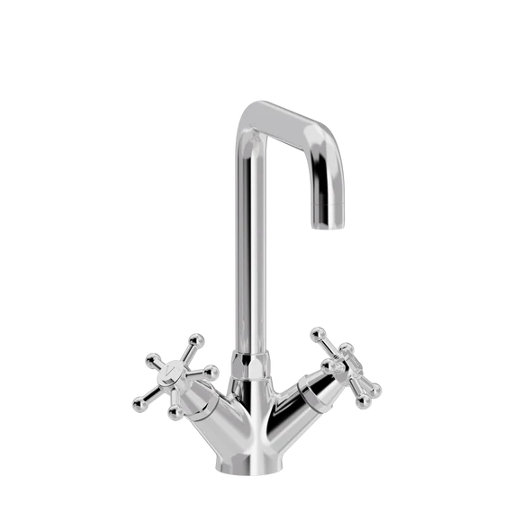[TC17.001-U200.888] Christiansborg Elements, ett-hulls servantarmatur med U200mm tut (Bronsert messing)