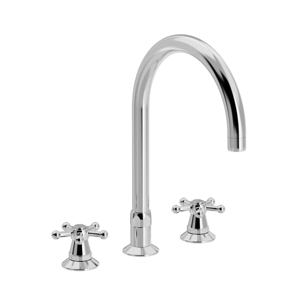 [TC16.301-Ø200.888] Christiansborg 3-hulls kjøkkenkran med Ø 200 mm svingtut (Bronsert messing)