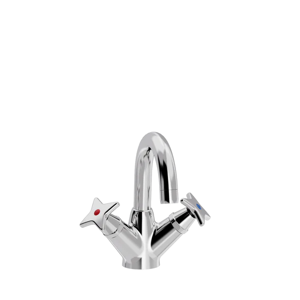 [TC16.203.888] Kryssgrep servantarmatur med fast tut (Bronsert messing)