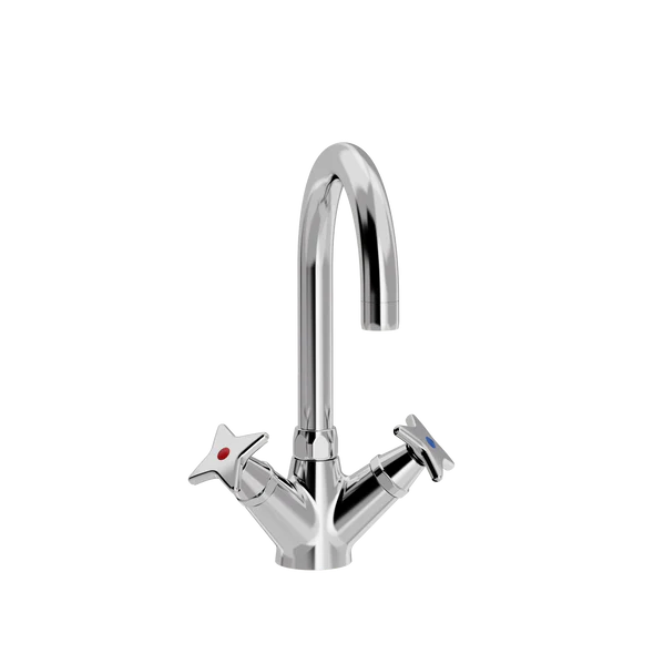 [TC16.003-Ø150.888] Kryssgrep servantarmatur med Ø 150 mm svingtut (Bronsert messing)
