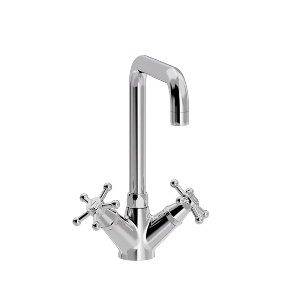 [TC16.001-U200.888] Christiansborg 1-hulls kjøkkenkran med svingtut, U-tut 200mm (Bronsert messing)