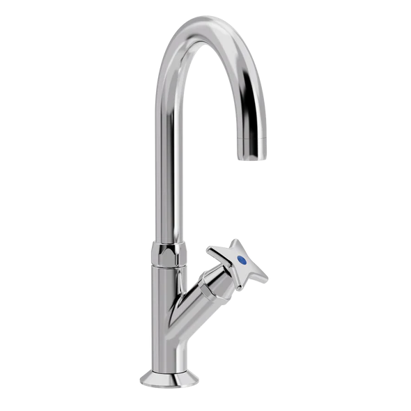 [TC14.123-Ø150.888] Kryssgrep standventil med Ø 150 mm svingtut (Bronsert messing)