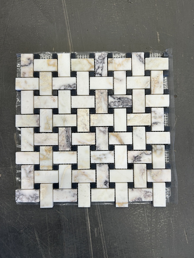 CALACATTA VIOLA BASKET WEAVE MOSAIC 30,5x30,5 8MM HONED SILKEMATT MARMOR