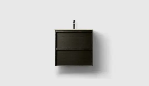 [HV905121] H2/60 - DARK WOOD MØBELPAKKE INKL. PLATE AZUL OLIVE & UNDERLIMT SERVANT I HVIT SOLID SURFACE