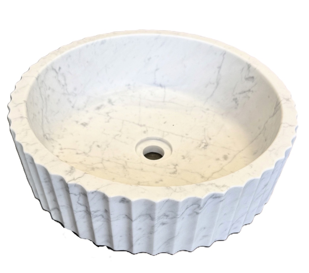 [CENVBC40] CARRARA MARMOR SERVANT Ø40 CM RUND MED RILLET YTTERKANT