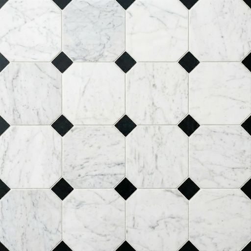 [CEN333] CARRARA OCTAGON MARMOR MOSAIC 30,2X30,2 SILKEMATT