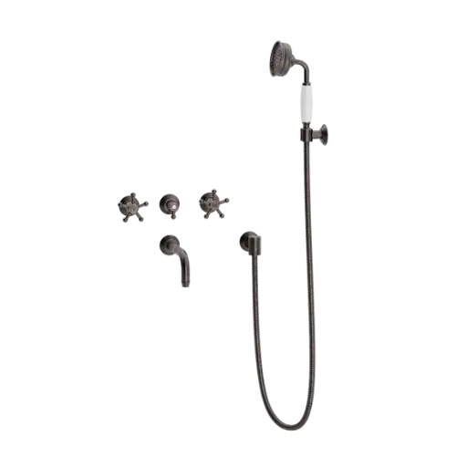 Christiansborg innbyggingsarmatur med kartut og hånddusjsett