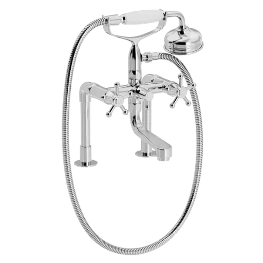 Christiansborg badekar- og dusjarmatur på lave søyler med hånddusjsett