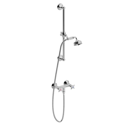 Kryssgrep dusjarmatur med klassisk hånddusjsett