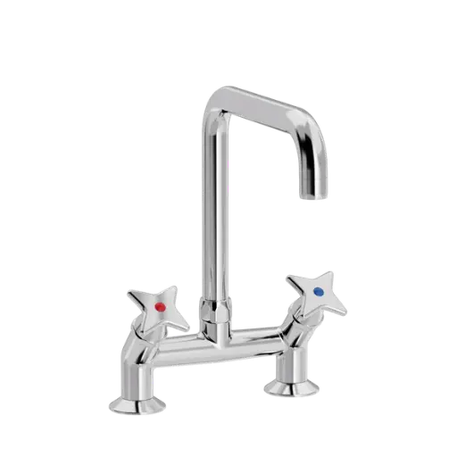 Kryssgrep 2-hulls kjøkkenkran 45° med U200 mm svingtut