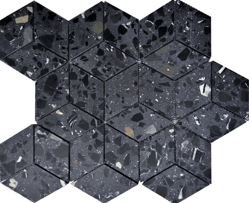 [ULA134] TERRAZZO NERO DIAMOND MOSAIC 30,5X26,5 10MM