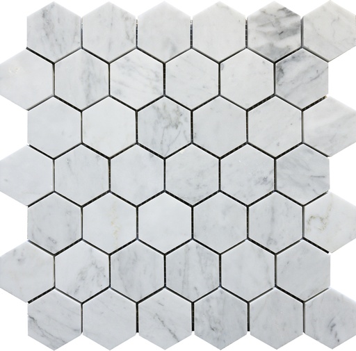 [ULA154] CARRARA MARMOR HEXAGON MOSAIKK 30X30 7MM HONED (48x48MM) 