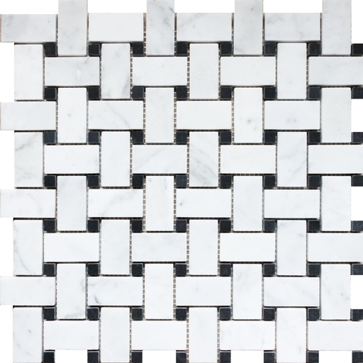 [CEN162] CARRARA BASKET WEAVE MOSAIC 30,6x30,6 8MM HONED (SILKEMATT) MARMOR