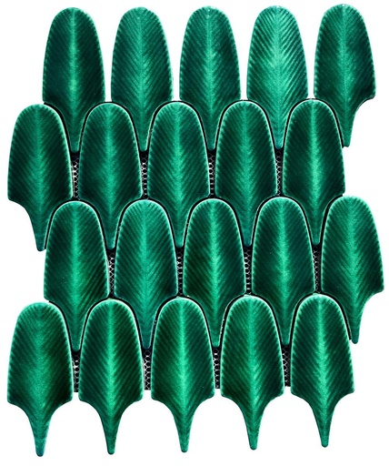 [ULA239] Glazed Feather Green 34x29 cm mosaikk