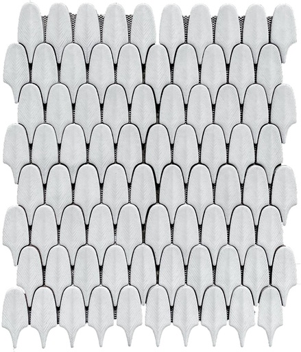 [ULA240] GLAZED FEATHER WHITE 34x29 MOSAIKK